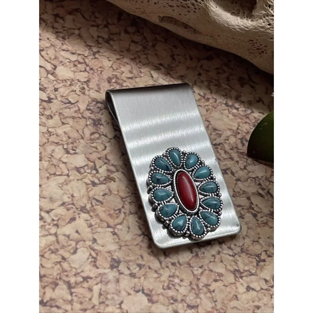 COPY - Turquoise Red Wedding Money Clip Stainless Steel Quality Wedding Party G…